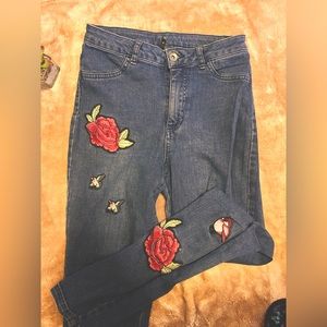 🐦🌺🌸Patchwork skinny jeans